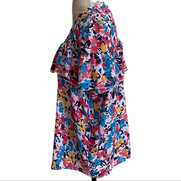 Juicy Couture Floral Print Flounce Short Sleeve Blouse Women's Size XXL - Picture 3 of 11